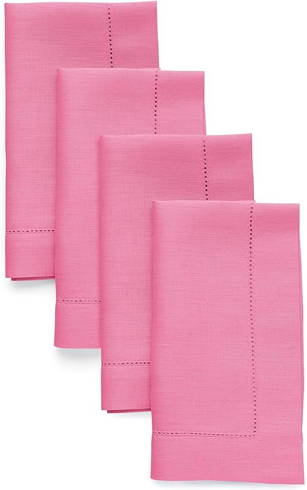Solino Home Linen Dinner Napkins 20 x 20 Inch – 100% Pure Linen Flamingo Pink Cloth Fabric Napk... | Amazon (US)