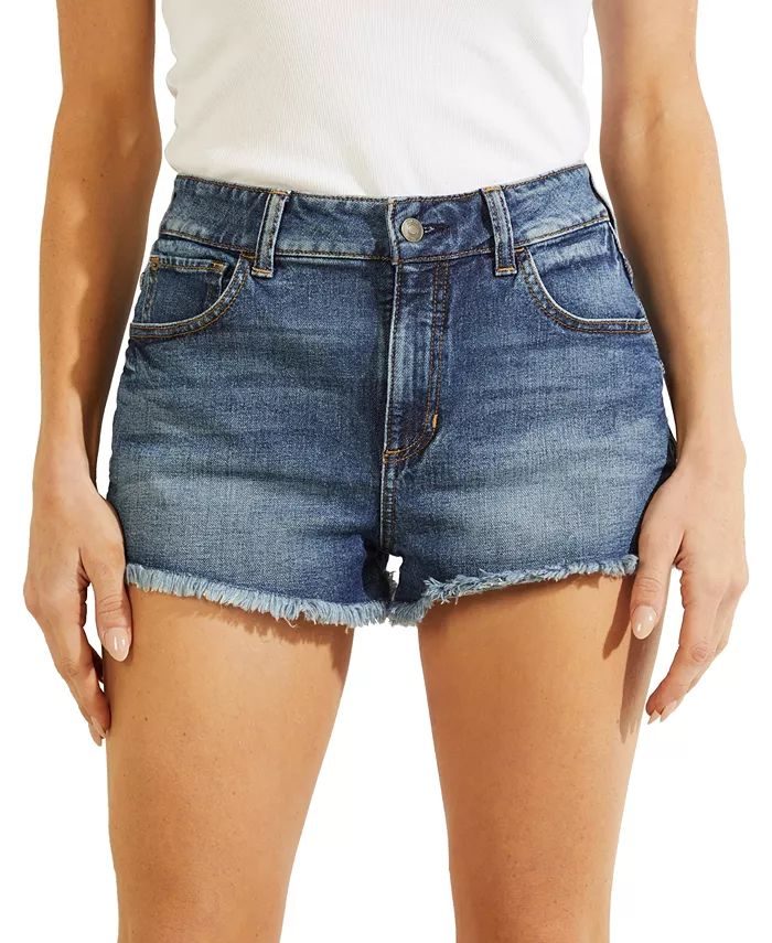 Frayed Hem Mom Jean Shorts | Macy's