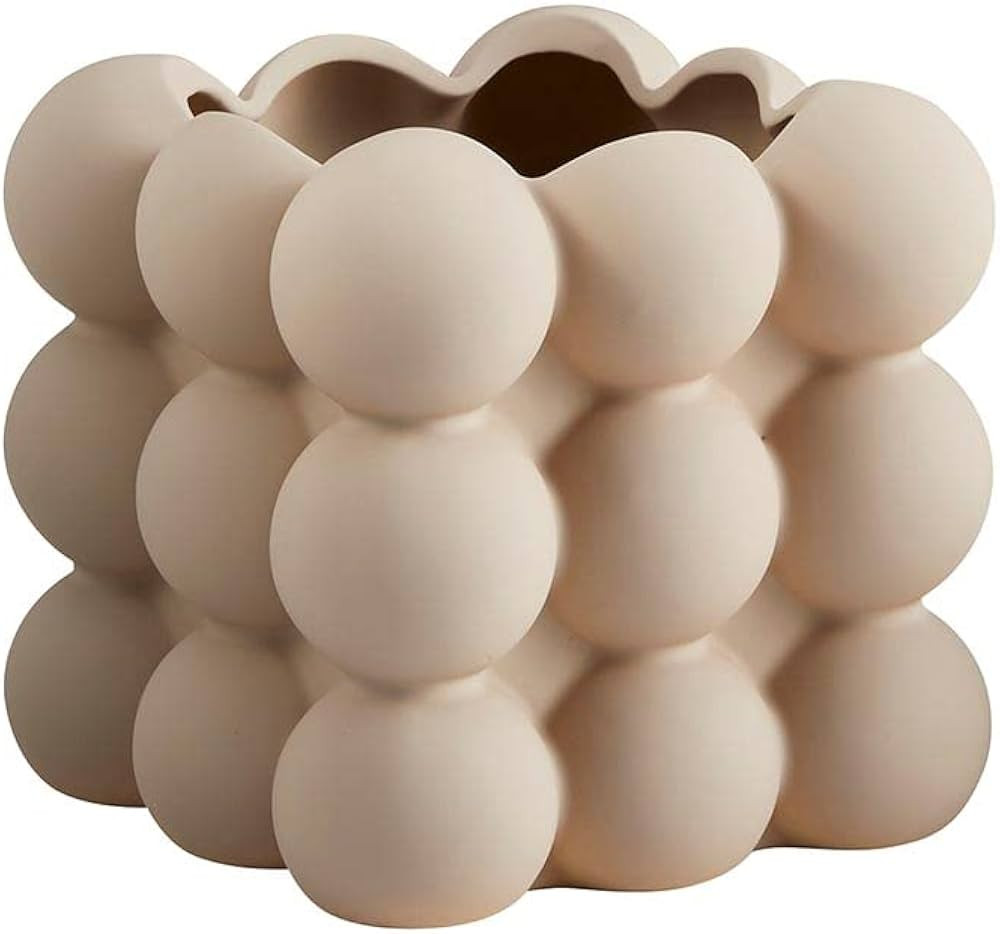 47th & Main Flower Indoor Plants | Bubble Shaped Ceramic Planter Pot, 5.5" Square, Matte Beige | Amazon (US)