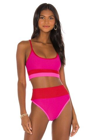 BEACH RIOT Eva Bikini Top in Fuchsia Red & Neon Pink from Revolve.com | Revolve Clothing (Global)