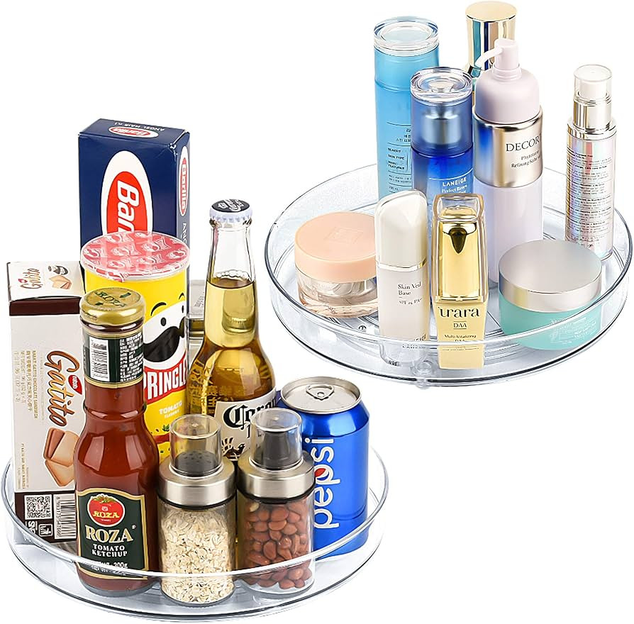 Empaxum 2 Pack Lazy Susan Cabinet Organizer 10.6" Clear Plastic Turntable Organizer Rotating Spic... | Amazon (US)