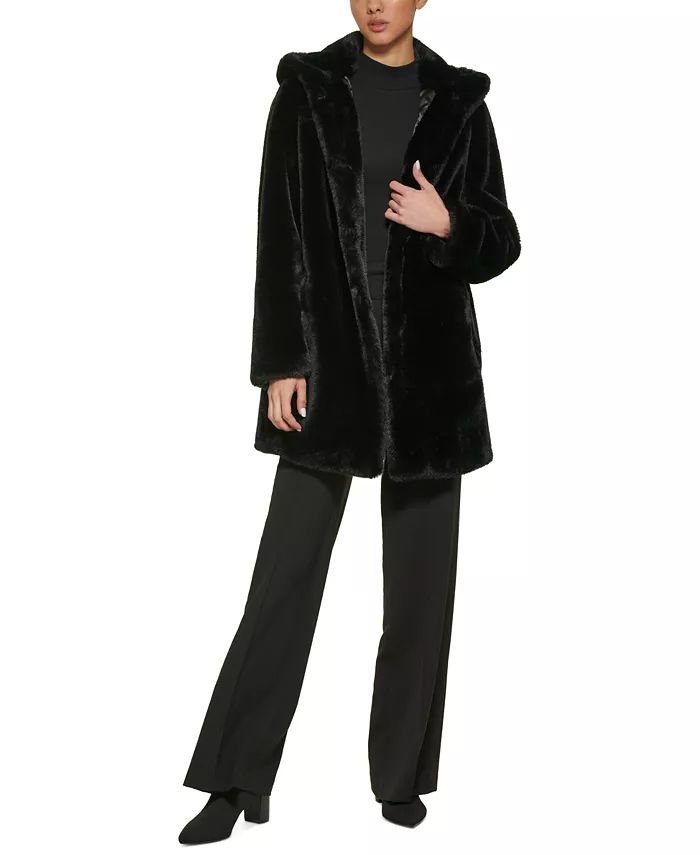 DKNY Women's Hooded Faux-Fur Coat & Reviews - Coats & Jackets - Women - Macy's | Macys (US)
