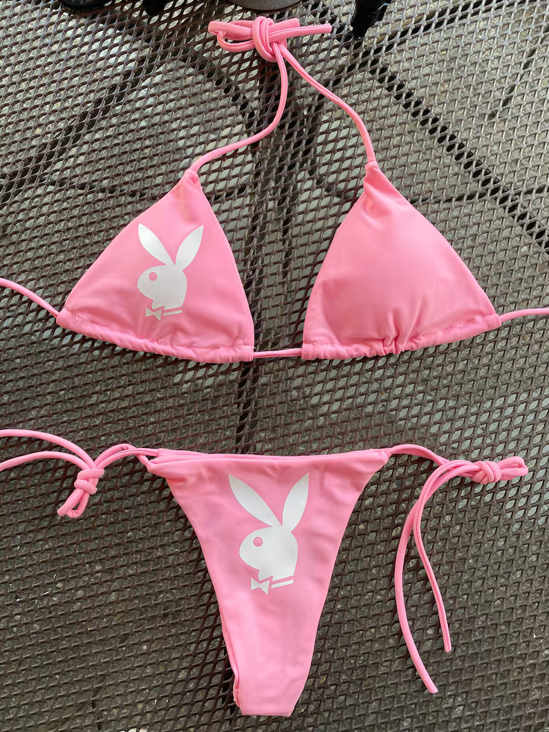 Sexy Playboy bikini set, Adjustable bikini set, trendy thong bikini set | Etsy (US)