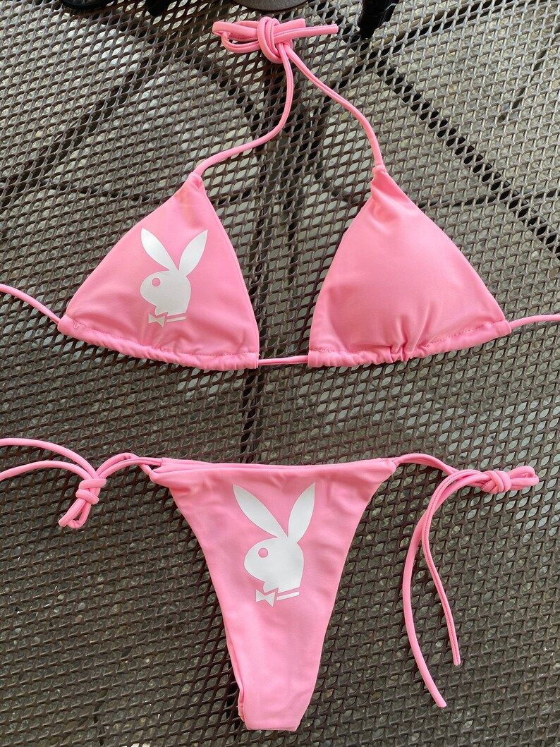 Sexy Playboy bikini set, Adjustable bikini set, trendy thong bikini set | Etsy (US)