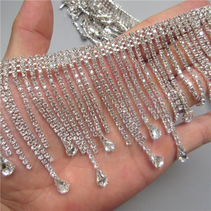 Rhinestone Crystal Chain Bling Diamante Lace Diamond Belt Trim Ribbon Necklace Applique Gem Spark... | AliExpress (US)