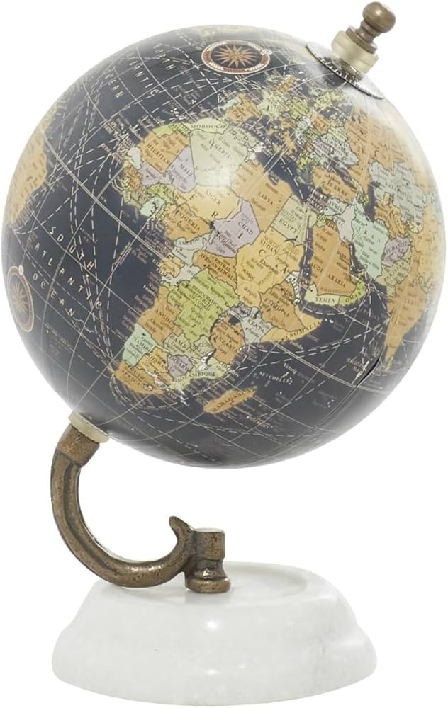 Deco 79 Modern Plastic Globe with Marble Base, 5" x 5" x 8", Black | Amazon (US)