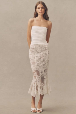 V. Chapman Phoebe Strapless Top and Lace Midi Skirt Set | Anthropologie (US)