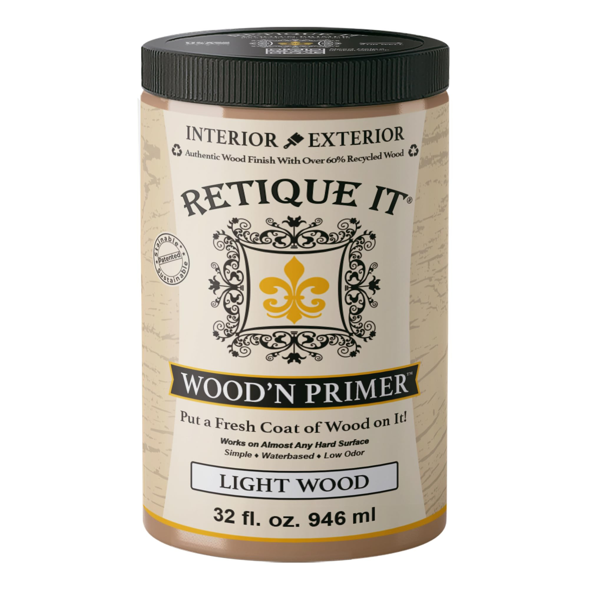 Retique It Wood'n Primer - Paint it then stain it - Stainable Wood Fiber Paint (Light Wood, Large... | Amazon (US)