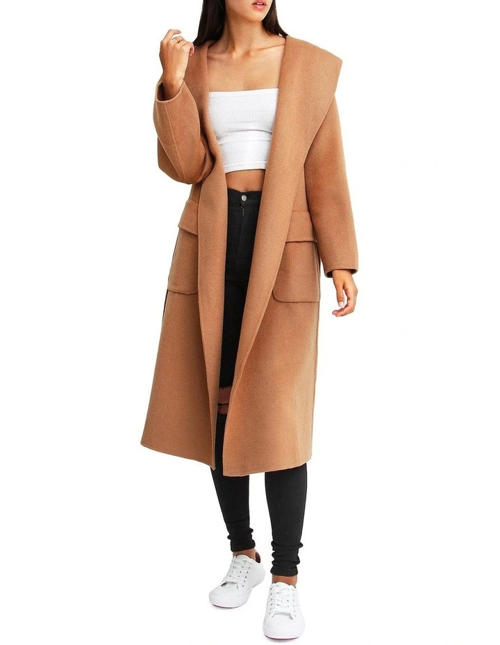 Belle & BloomRunaway Wool Dark Camel Robe Coat | Myer