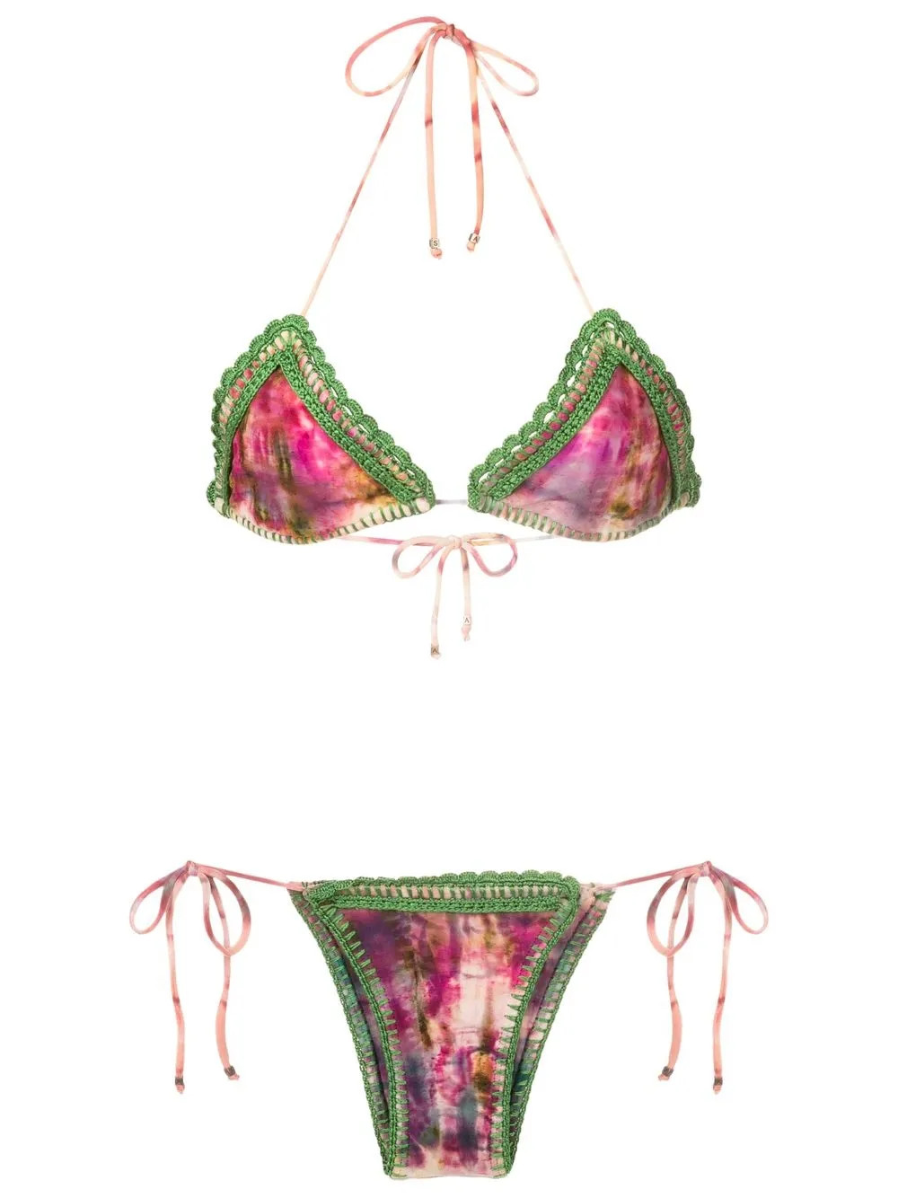 crochet-detail tie-dye triangle bikini | Farfetch Global
