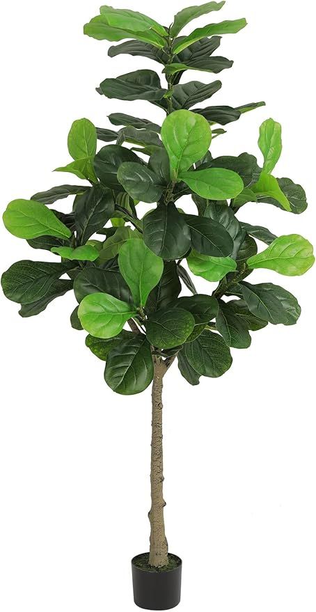 VIAGDO Artificial Fiddle Leaf Fig Tree 6ft Fake Ficus Lyrata Plant in Pot Faux Fiddle Tree Decor ... | Amazon (US)