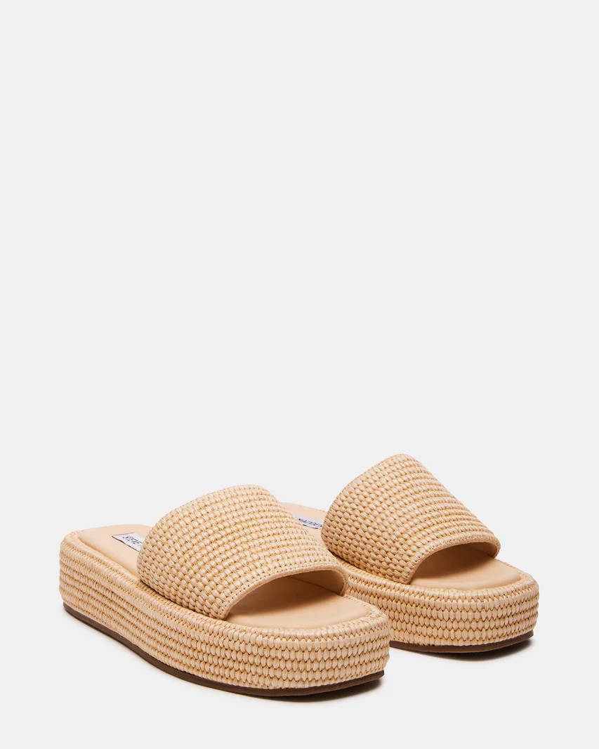 BEACHY Natural Platform Slide Sandal | Women's Sandals | Steve Madden (US)