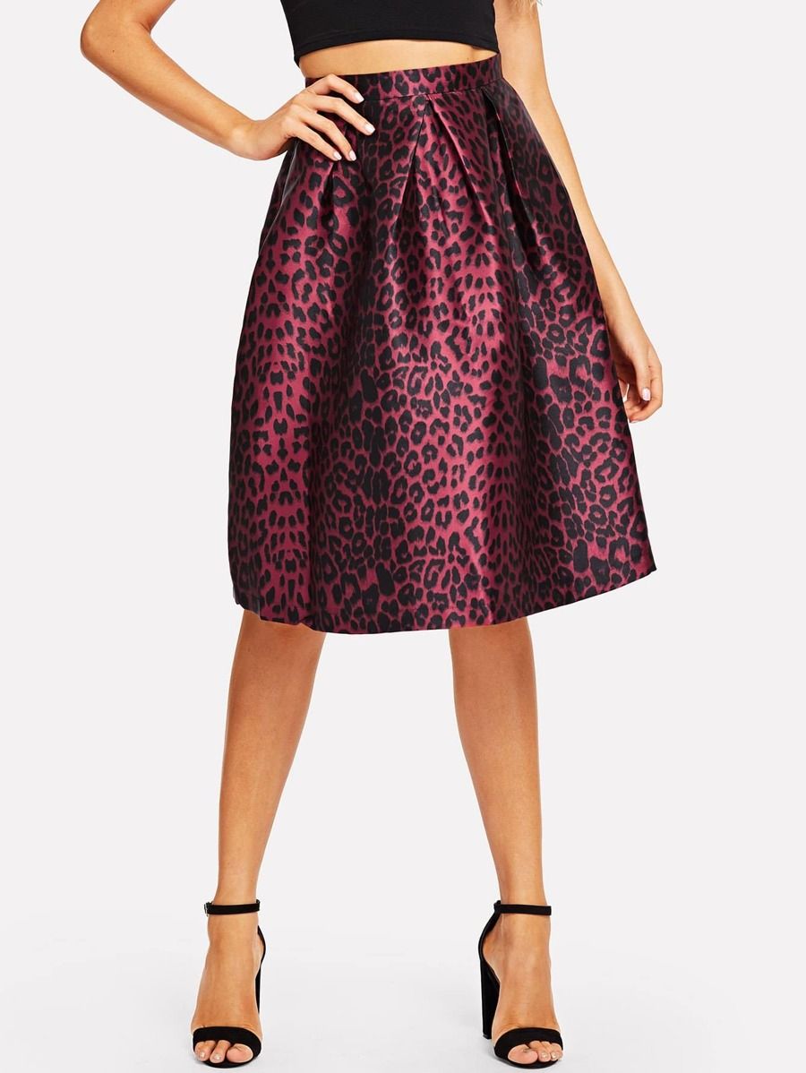 Leopard Print Midi Skirt | SHEIN
