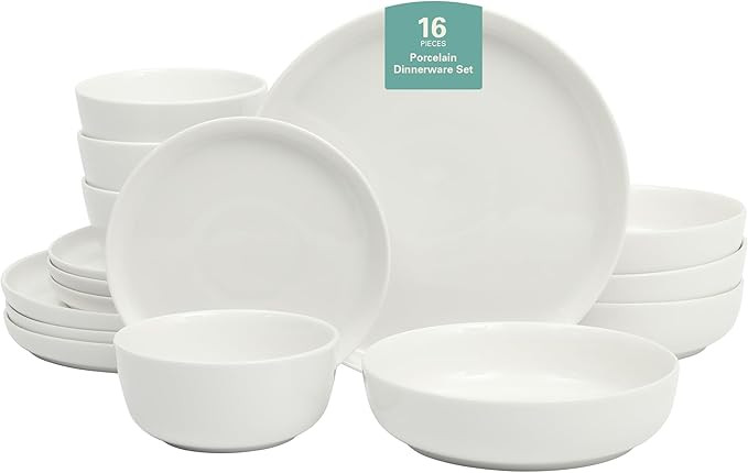 Gibson Home Oslo Porcelain Chip and Scratch Resistant Dinnerware Set, Service for 4 (16pcs), Plat... | Amazon (US)