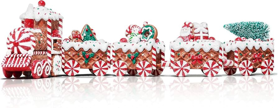 KPCB Gingerbread Christmas Decorations - Prelit Gingerbread Decor Train Figurines - 21.85" Lighte... | Amazon (US)