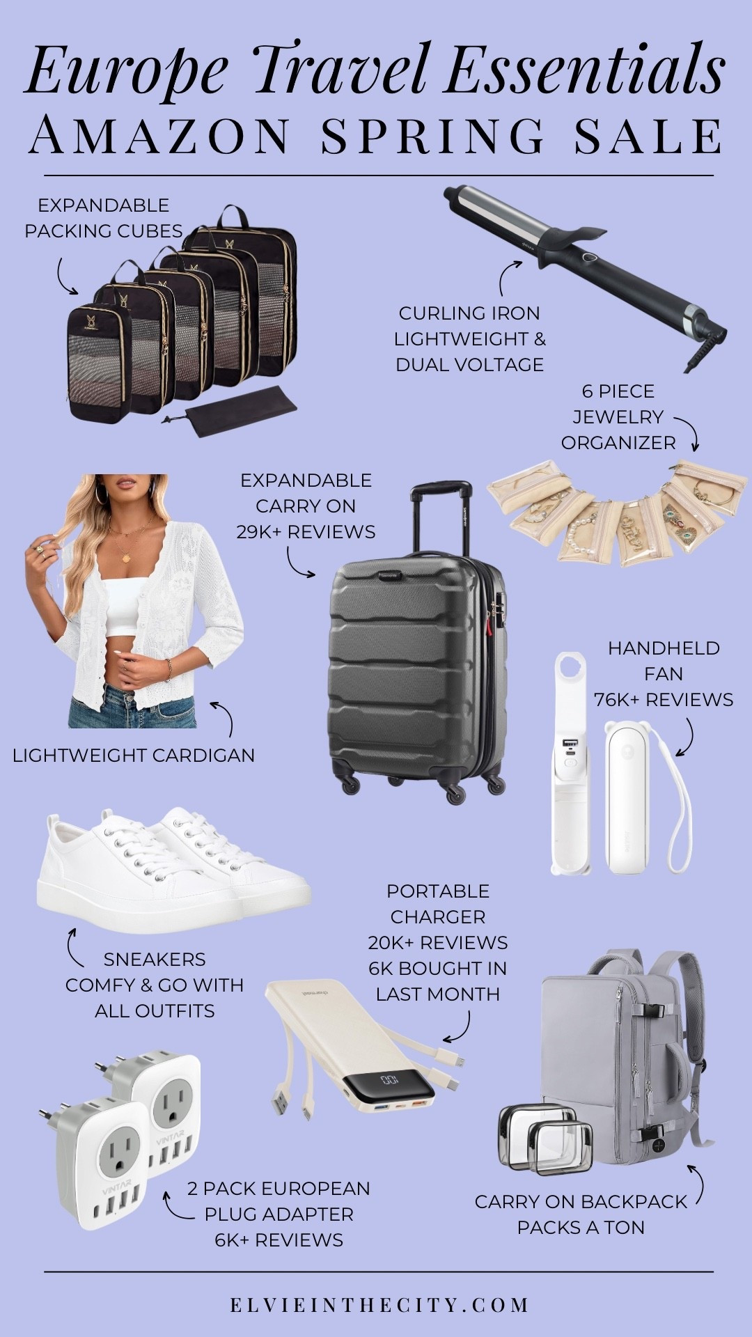 These Europe travel essentials are all discounted during the Amazon Spring Sale! My picks include expandable packing cubes, a portable chargers, a curling iron, lightweight cardigan, expandable carry on suitcase, a jewelry organizer, comfy sneakers that go with all outfits, European plug adapters, a handheld fan, and a carry on backpack that packs a ton.

Travel must haves, travel favorites, Europe trip, fashion over 40, over 50 style

#LTKTravel #LTKSaleAlert #LTKOver40