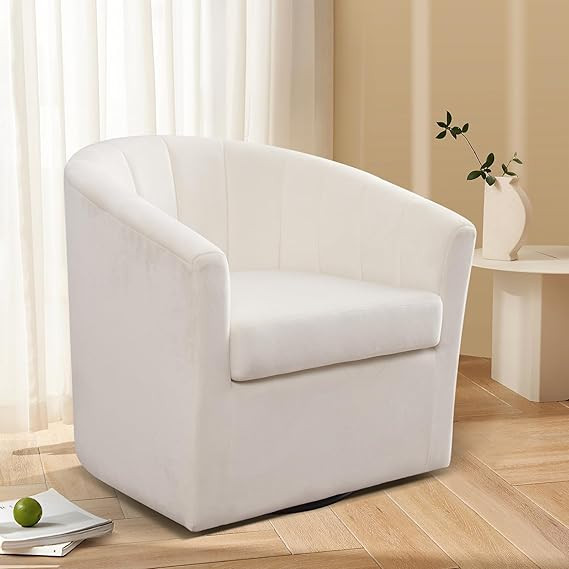Bonzy Home Swivel Cuddle Barrel Accent Chair, Comfy Velvet Round Channel Armchair for Nursery Liv... | Amazon (CA)