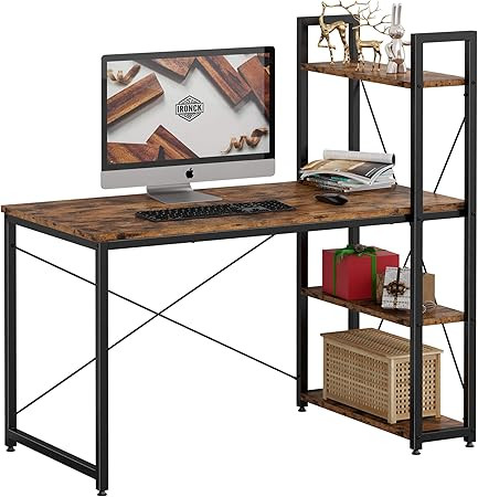 IRONCK Computer Desk 47" with Bookshelf, Computer Writing Table for Home Office, Writing Workstat... | Amazon (US)