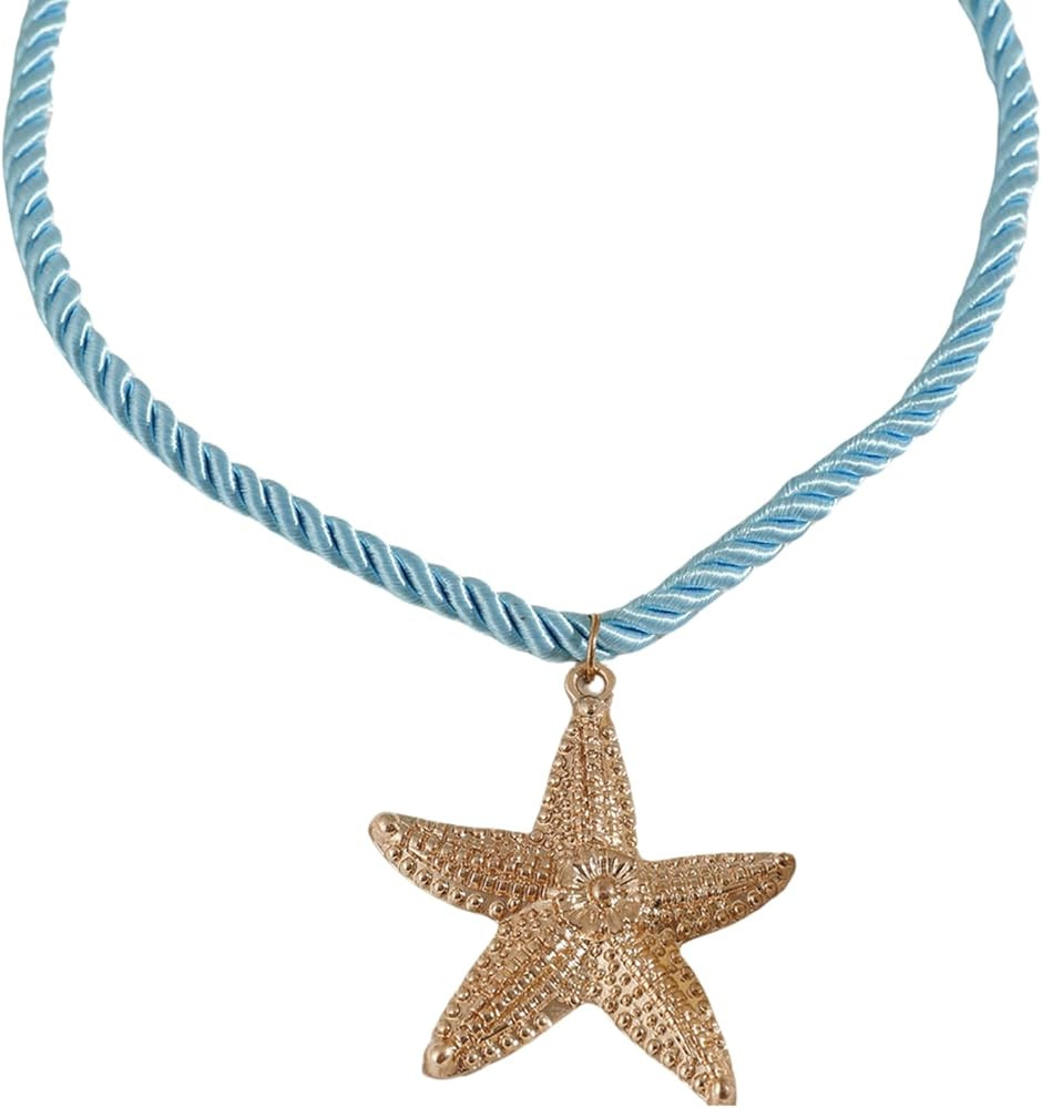 Starfish Necklace for Women,Vintage Gold Starfish Pendant Necklace Boho Colorful Rope Necklace Be... | Amazon (US)