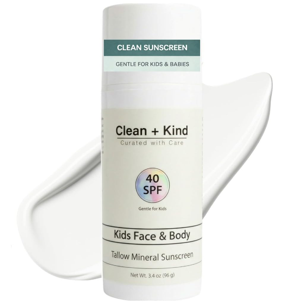 Kids Mineral Sunscreen SPF 40 – Non-Nano Zinc Oxide Sun Protection with Grass-Fed Tallow, Light... | Amazon (US)