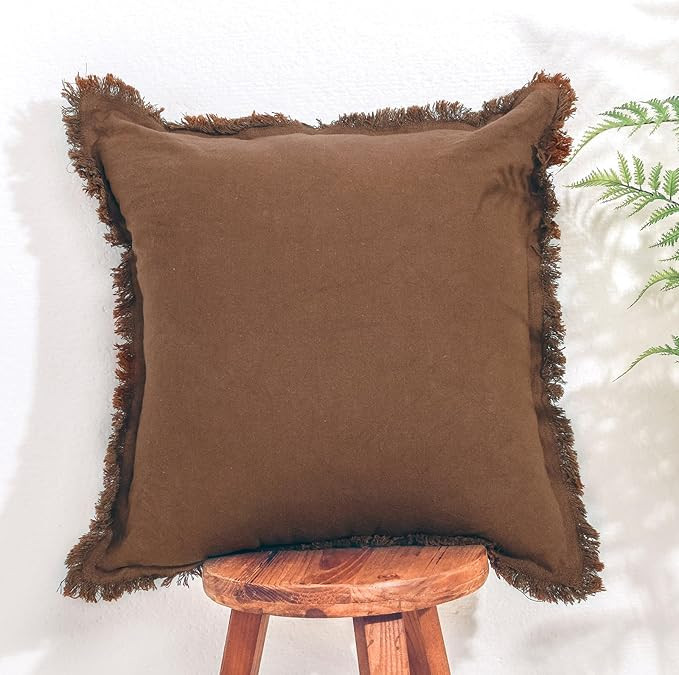 NEXHOME PRO Boho Throw Pillow Covers for Couch 18"x18", Handmade Decorative Linen Pillow Covers f... | Amazon (US)