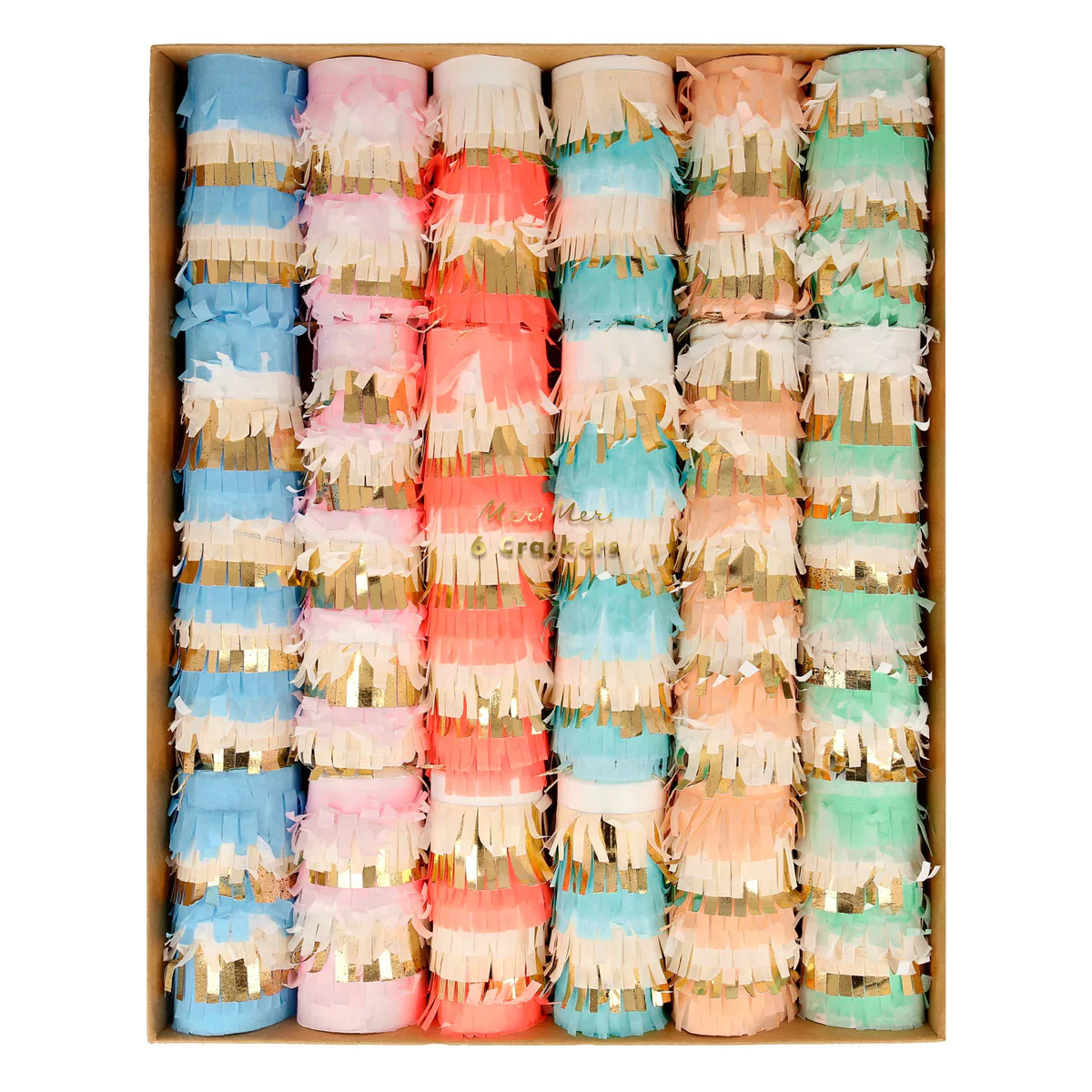 Pastel Fringe Medium Crackers (x 6) | Meri Meri
