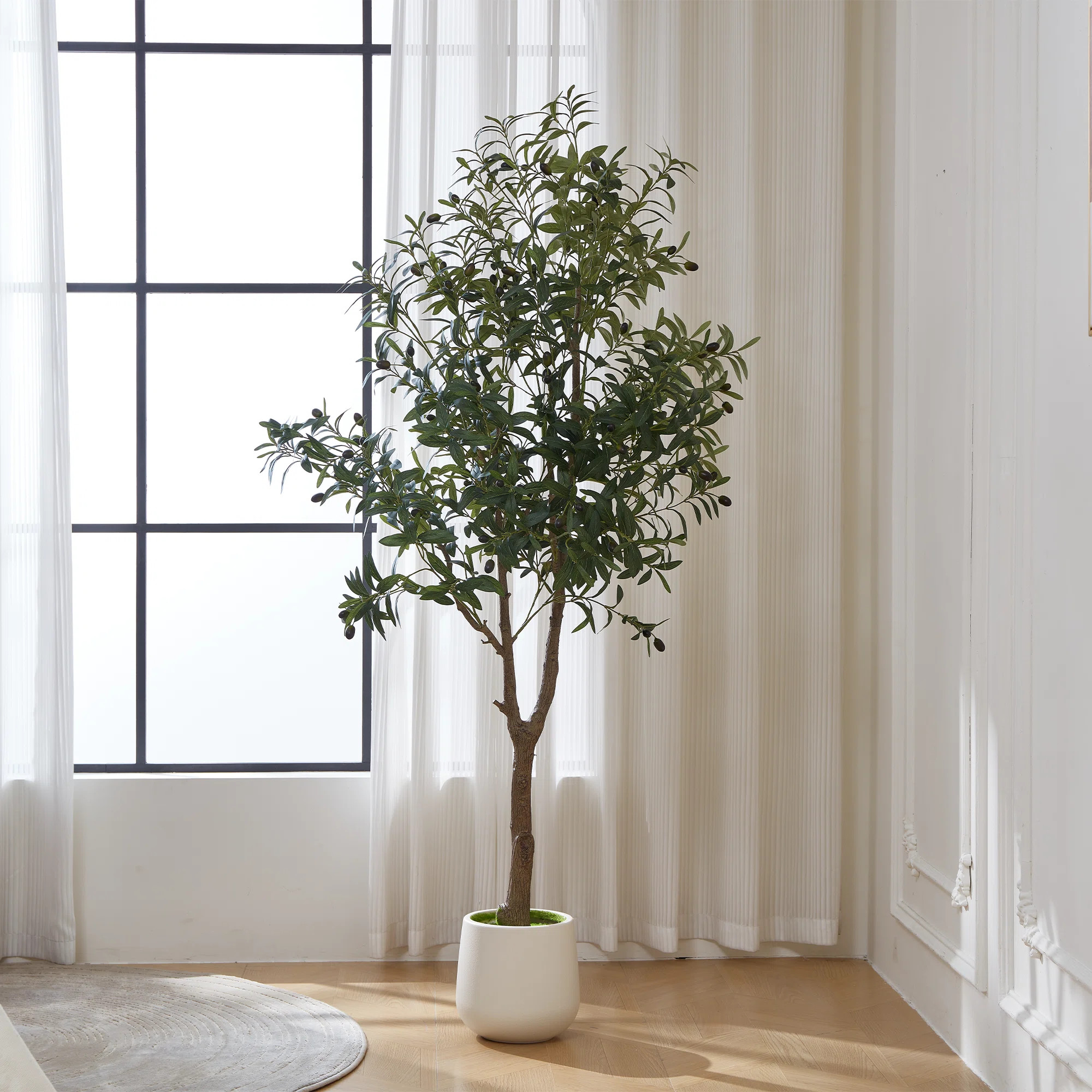 6ft Artificial Olive Tree in White Pot, Realistic Faux Indoor Plant for Living Room, Entryway & O... | Wayfair North America