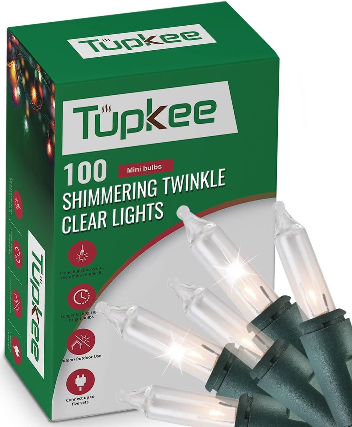 Random Shimmering Twinkle Lights for Christmas Tree, 100 Clear Bulbs | Amazon (US)