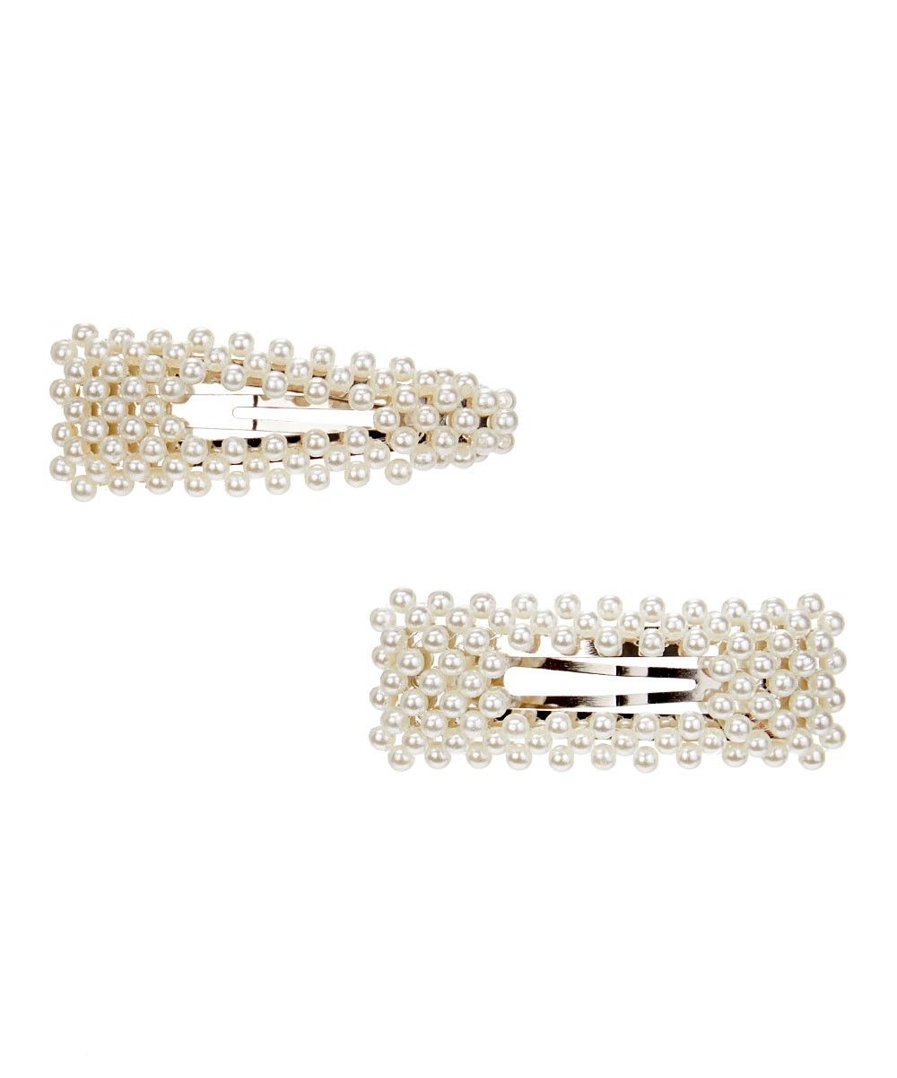 White Cream Faux Pearl Hair Clips | zulily