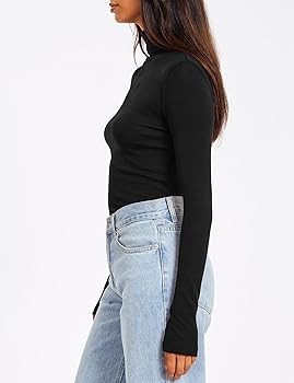 Trendy Queen Women's Turtleneck Long Sleeve Shirts Fall Fashion Basic Layering Slim Fit Soft Ther... | Amazon (US)