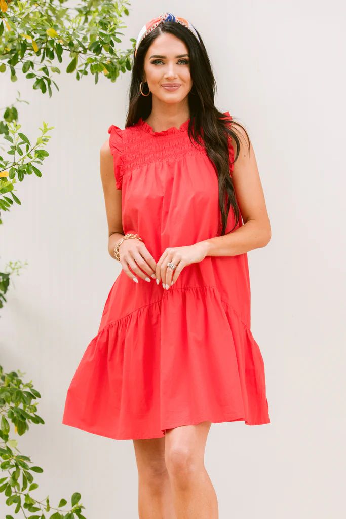 Acknowledged Beauty Coral Red Babydoll Dress | The Mint Julep Boutique