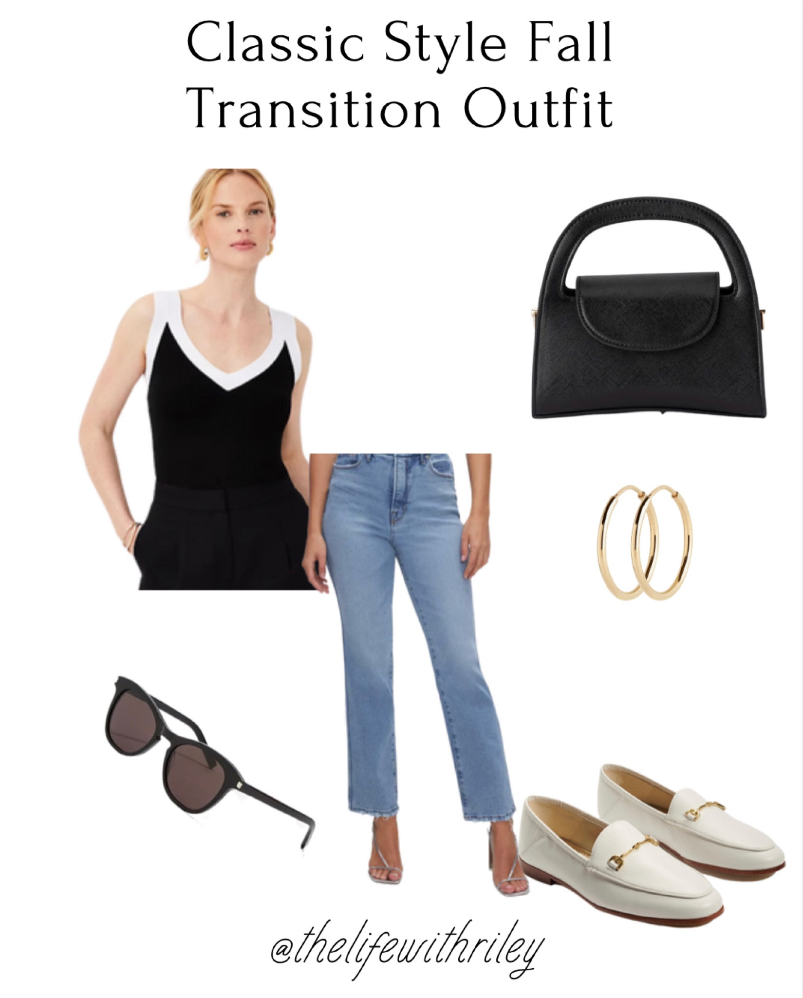 Classic fall transition outfit 

Meredith black, black and white sweater tank, knit tank, sweater tank, casual outfit, loafers outfit, classic black and white outfit, classic style, old money style, Sofia Richie vibes 

#LTKSeasonal #LTKshoecrush #LTKstyletip