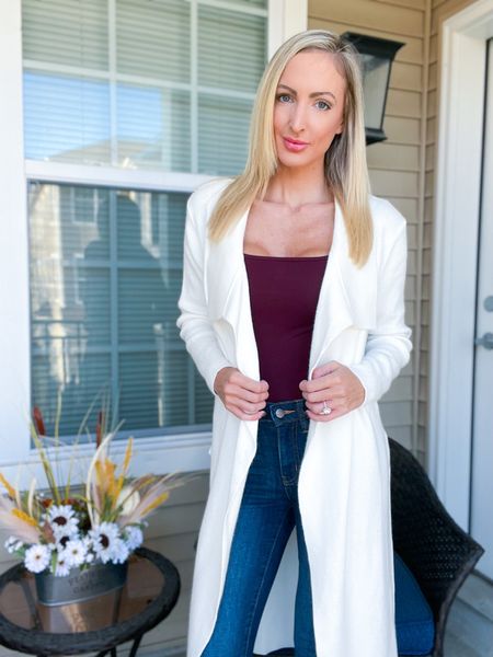 Cardigan
Coat
Sweater
Long sweater
Long cardigan
Denim
Jeans
Dark wash
Bodysuit
Winter outfit
Work outfit
Casual outfit
Casual chic

#LTKFind

#LTKunder100 #LTKSeasonal #LTKstyletip