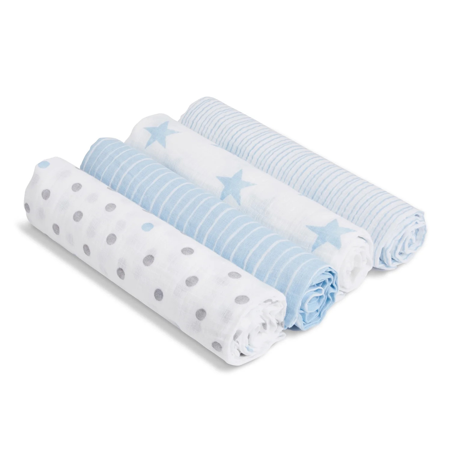 aden + anais Essentials Muslin Swaddle Blankets, 4-pack, Dapper Blue | Walmart (US)