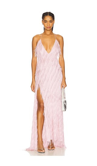 Heidi Fringe Maxi Dress in Pink | Revolve Clothing (Global)