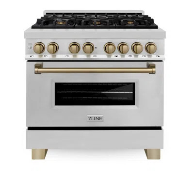 ZLINE Autograph 36 in. Legacy Dual Fuel Range w/ 6 Burners & Convection Oven with Accents | Wayfair North America