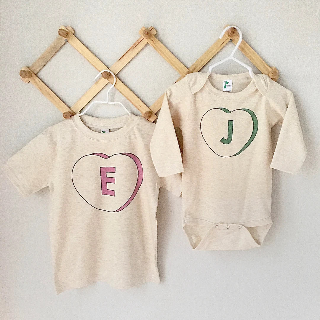 Candy Heart Initial Valentine's Day Tshirt / Simple Baby Valentine Bodysuit / Personalized Toddle... | Etsy (US)