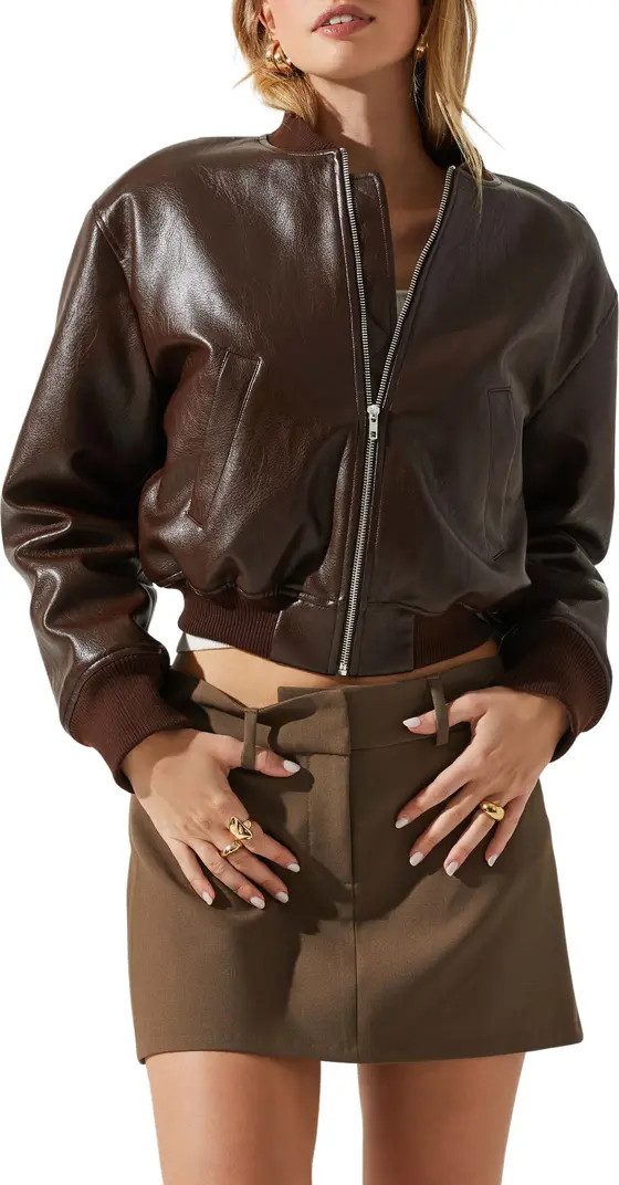 Avianna Faux Leather Crop Bomber Jacket | Nordstrom