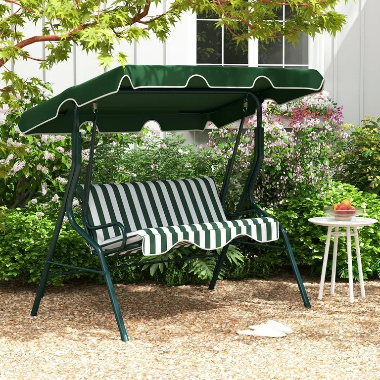 Costway 3 Seats Patio Backyard Canopy Steel Frame Swing Glider Hammock Cushioned | Walmart (US)