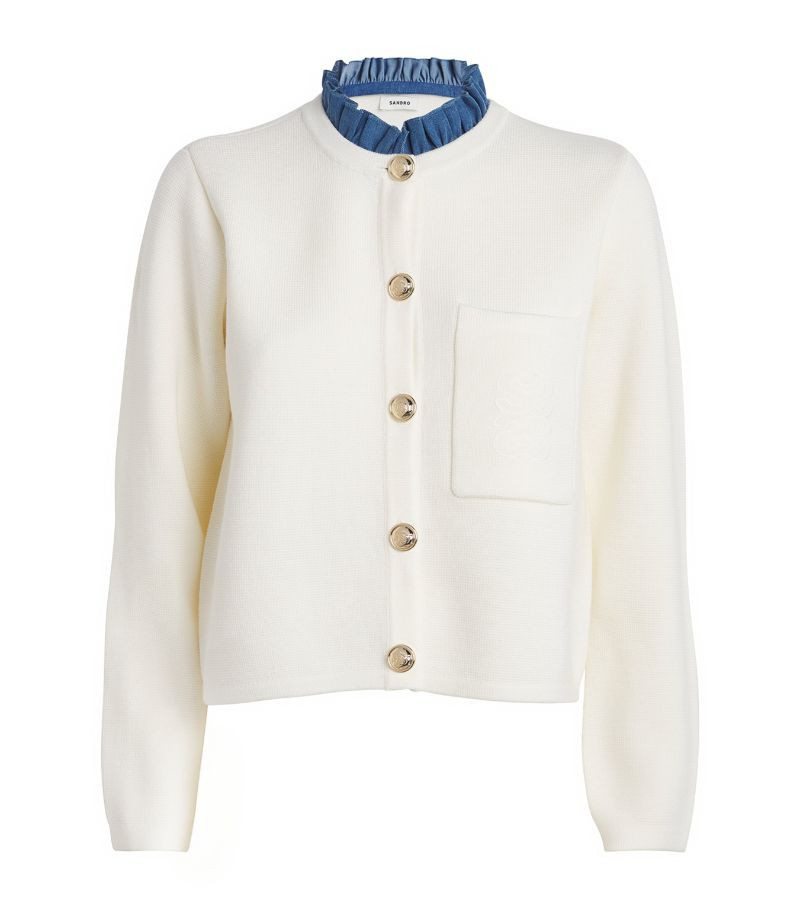 Sandro Wool-Blend Detachable Collar Cardigan | Harrods