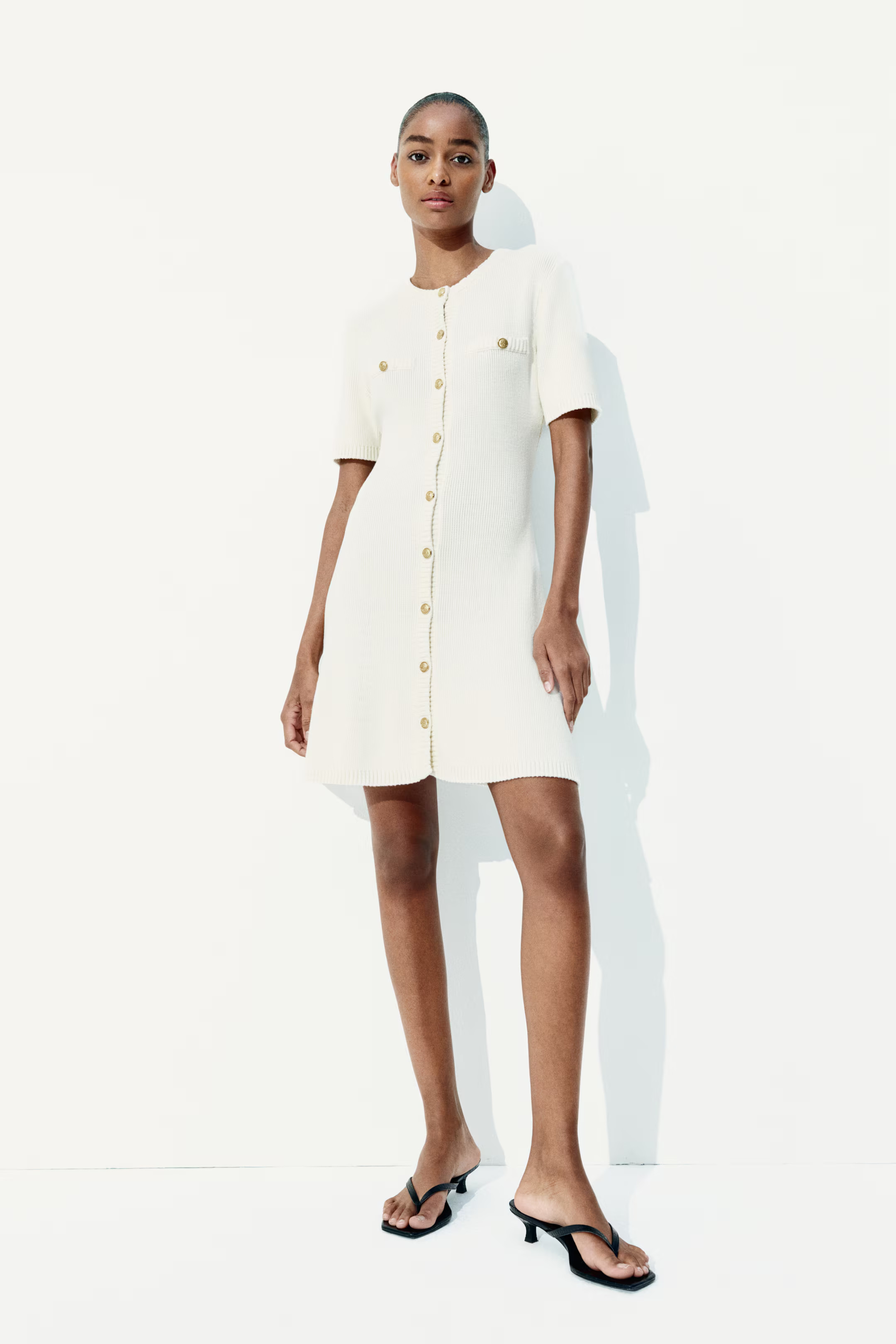 Rib-knit button-front dress | H&M (UK, MY, IN, SG, PH, TW, HK)