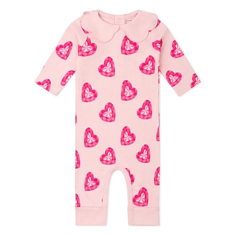 Paris Hilton x Monica + Andy Organic Cotton Scallop Collar Romper, Sizes Newborn-24 Months | Walmart (US)