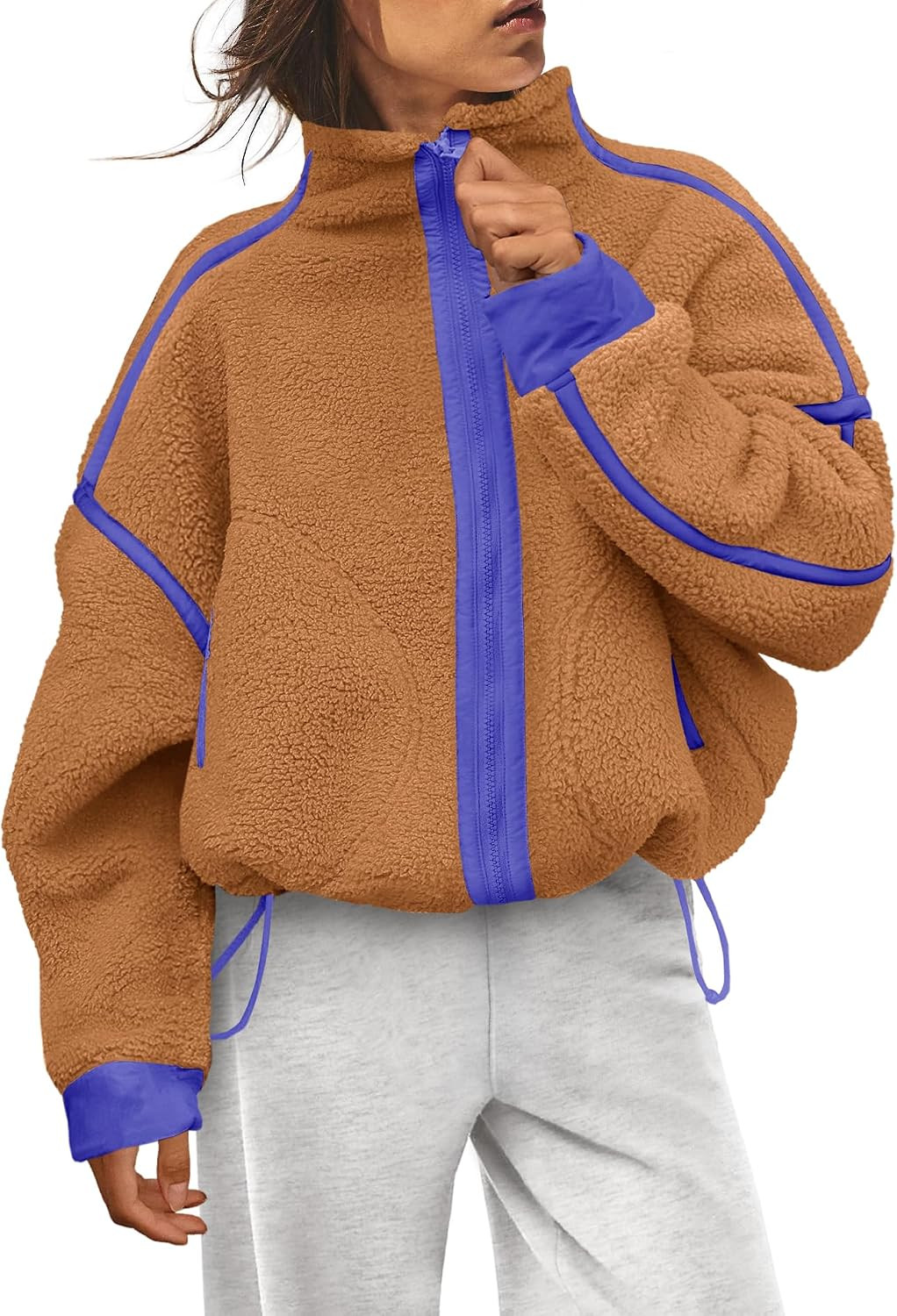 Womens Fleece Jacket Zip Up Fuzzy Sherpa Jackets Long Sleeve Coats | Amazon (US)