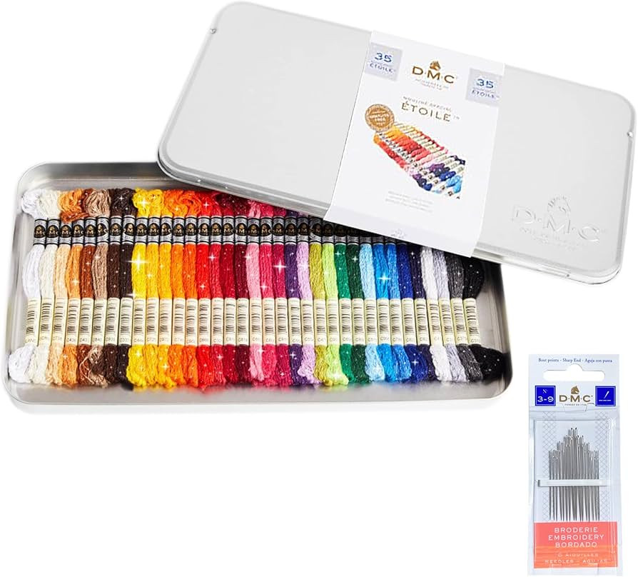 DMC Embroidery Floss, Mouline Etoile Collector Tin, 35 Colorful Set of Metallic Embroidery Thread... | Amazon (US)