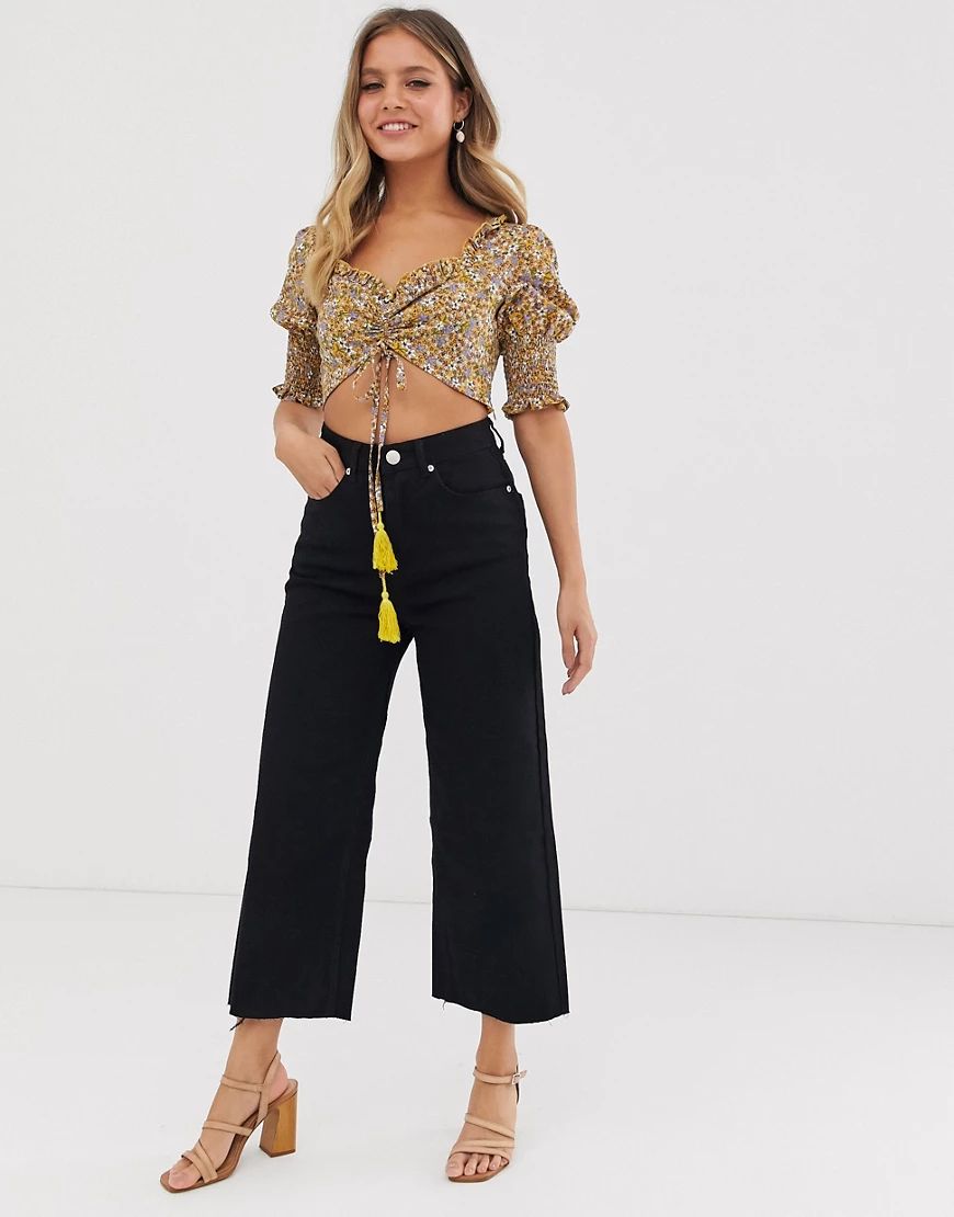 Glamorous cropped wide leg jeans-Black | ASOS (Global)