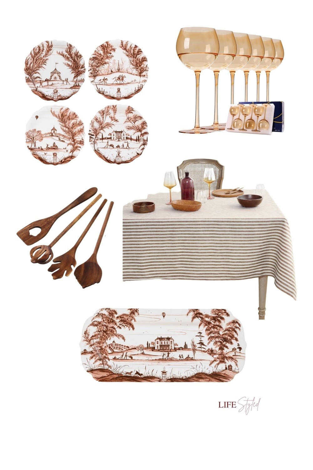 Gather ‘round in style 🍂✨ This Thanksgiving table is all about cozy charm—striped linens, autumn-inspired dishes, leaf-shaped wooden servers, and goblets that make every sip feel special. A perfect blend of rustic warmth and holiday glow.

#LTKHome #LTKSeasonal #LTKHoliday