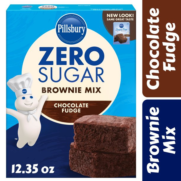 Pillsbury Zero Sugar Chocolate Fudge Flavored Brownie Mix, 12.35 Oz Box - Walmart.com | Walmart (US)