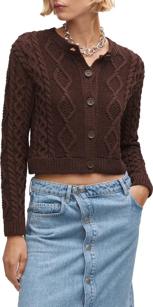 MANGO Cable Crop Cardigan | Nordstrom | Nordstrom