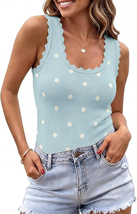 Saodimallsu Womens Ribbed Knit Tank Top Summer Sleeveless Square Neck Casual Basic Slimming Sweat... | Amazon (US)