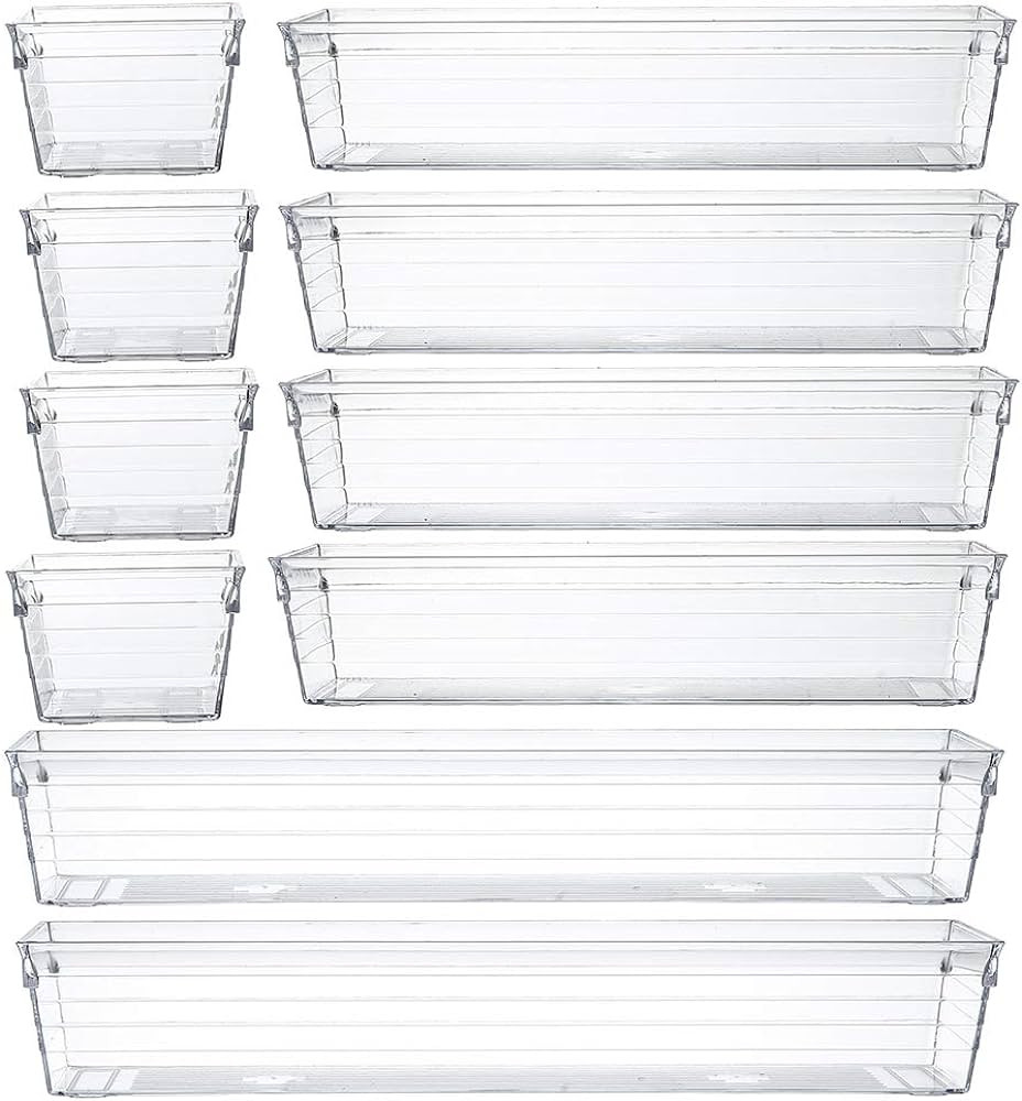 Backerysupply Clear Plastic Drawer Organizer Tray for Vanity Cabinet (Set of 10),Storage Tray for... | Amazon (US)